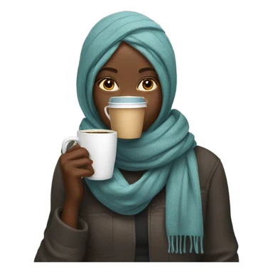 Black Girl with scarf drinking coffee sticker