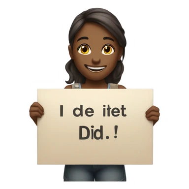 Happy girl with sign that says I did it sticker