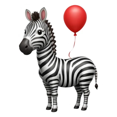 zebra holding red balloon in hand sticker