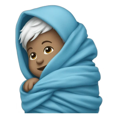 Infant wrapped in blue sticker