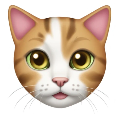 3 color cat(orange.black.white), pink nose, black spot, short hair, light brown spot on beard, light green eyes 듣기 sticker