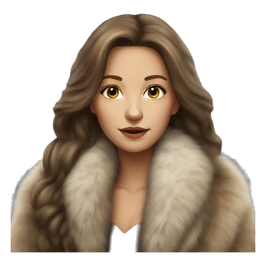 Realistic gorgeous polish woman with long brown hair with fur coat no smile sticker