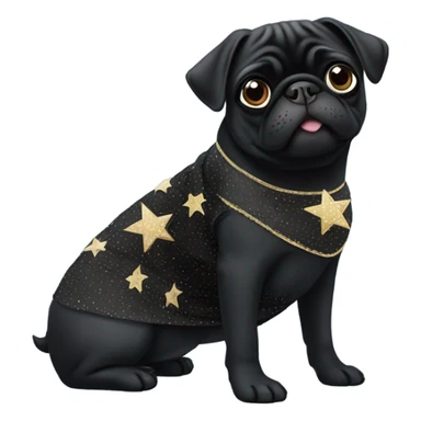 Black pug a Jewish star dress sticker