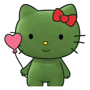 Hello Kitty with a heart-shaped balloon sticker