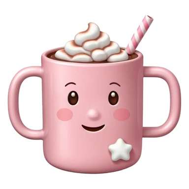 Light Pink mug of hot chocolate with marshmallows sticker