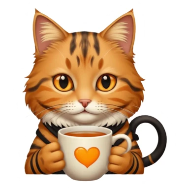 Yanında bir bardak çay olan tekir kedi sticker