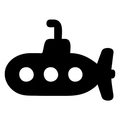 submarine, solid filled icon style, bold silhouette, minimal details sticker