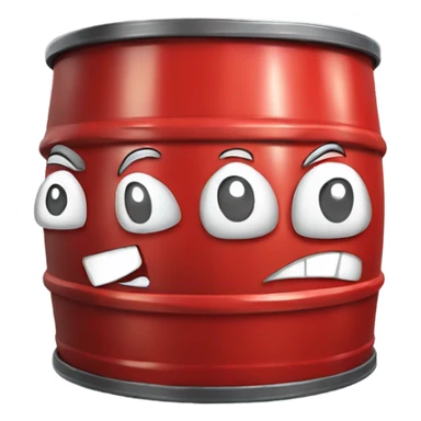Red oil barrel, cartoon style, 3d, emoji icon style sticker