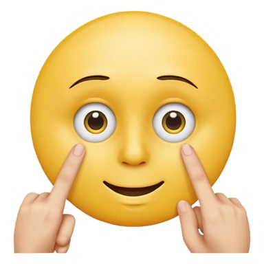 yellow cercle face, cercle eyes, cercle mouth, holding up two fingers sticker