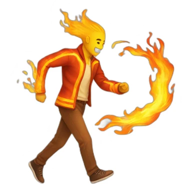 Man walking on fire sticker
