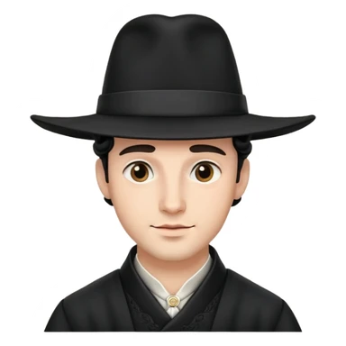 Man emoji with black hat and side curls, resembling a traditional Hasidic Jewish man. sticker