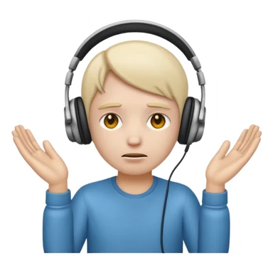 emoji with head phone holding both hands listening looks like sad  sticker