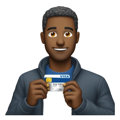 Man using visa debit card sticker