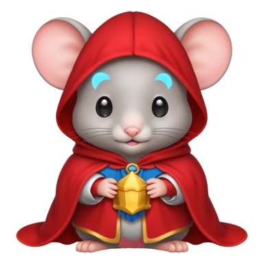 baby grey mouse, in magic red cloak sticker