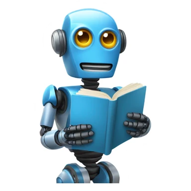 cute robot holds a blue book sticker