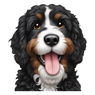 bernedoodle black and white with the tongue out sticker