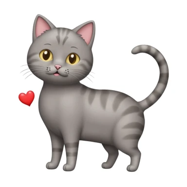 Three legged with back leg missing grey short haired cat farting hearts  sticker