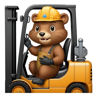 a forklift-driving beaver sticker