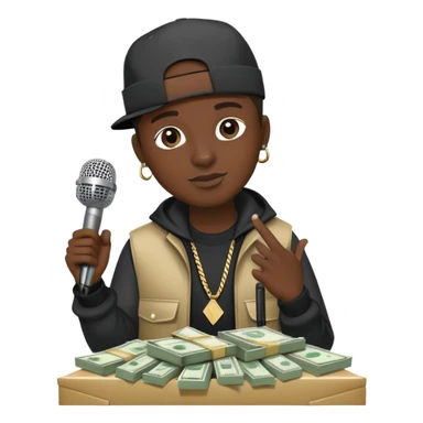 Rapper with a microphone and money sticker