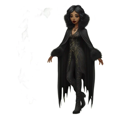 the morrigan goth woman version vines style furr robe stylish boots sticker