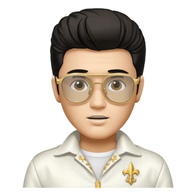 A boy with an Elvis Presley mask with glasses dressed as Elvis Presley sticker