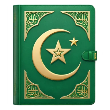 Closed Quran with the Islamic Symbol on it (moon and star) green and only 1 star sticker