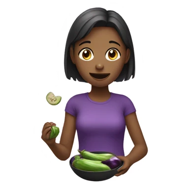 Girl eating eggplant  sticker