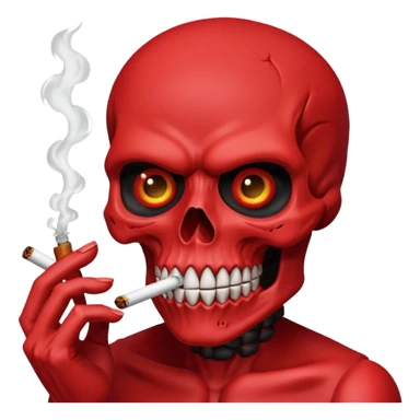 Scary red skull with body and smoking full red  sticker