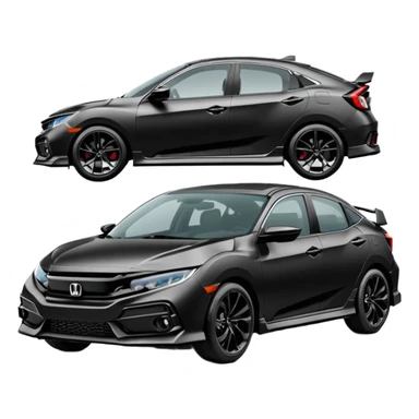 Make an emoji of a 2024 Honda civic sport with a black exterior with no added color  sticker