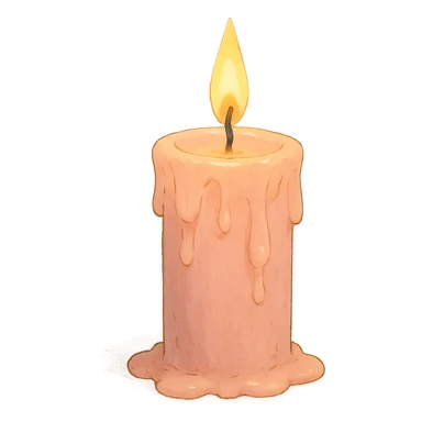 pink pastel candle with soft aesthetic and gentle lighting in ghibli style sticker