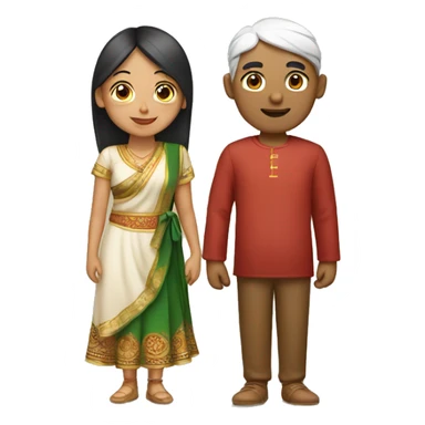 a loving indian and chinese couple sticker