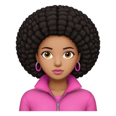 mulher afro americana trabalhando, com cabelo preto e roupa rosa  sticker