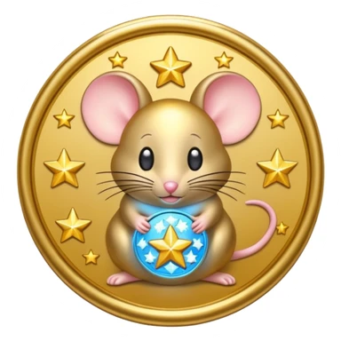 mouse coin with stars around it
 sticker