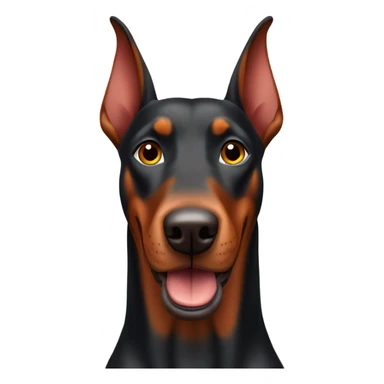Red Doberman without cropped ears face facing front happy expression  sticker