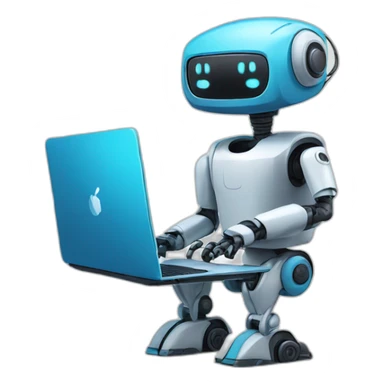 electric robot with laptop sticker