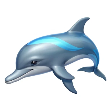 Cinematic Noble Bottlenose Dolphin Portrait Emoji, Poised and regal, with a sleek, streamlined body of shiny, glossy blue-gray skin, expressive, intelligent eyes, and a gracefully arched dorsal fin, Simplified yet sharp and sophisticated features, highly detailed, glowing with a radiant, sparkling aquatic glow, high shine, intelligent and majestic, stylized with an air of oceanic refinement, focused and elegant, soft glowing outline, capturing the essence of a watchful and confident dolphin that appears ready to leap out of the screen with effortless power! sticker
