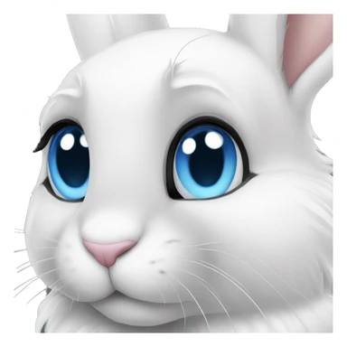 White rabbit blue eyes long haïr sticker