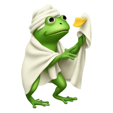 Frog picking up towel sticker