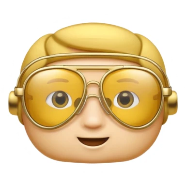 A 3D cartoon golden-yellow aviator Glasses, metallic frame with clear lenses, gentle highlights, Memoji-style. sticker