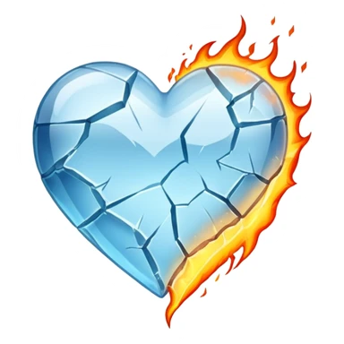half fire half ice heart sticker
