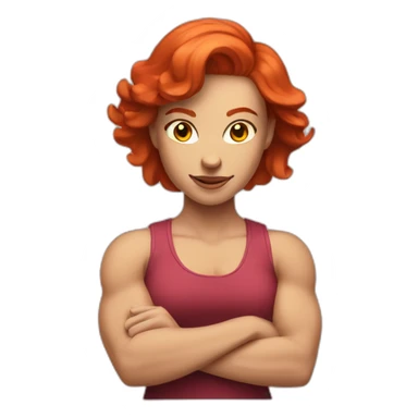 white woman with red hair flexing muscle sticker