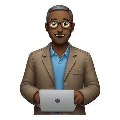 man with laptop voting sticker