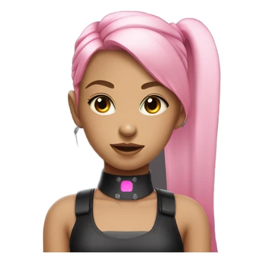 cyborg girl, pink twintails, cyberpunk, black collar, black crop top sticker