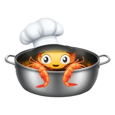 A chef shrimp frying rice in a pot sticker