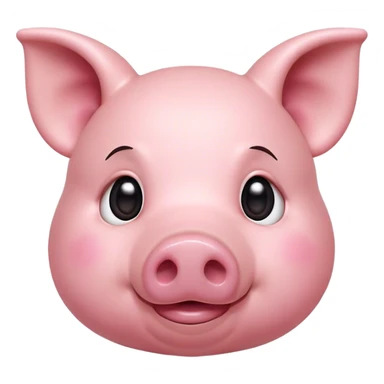 Cinematic Cute Pig Portrait Emoji, Head tilted playfully and inquisitively, featuring a glossy rosy-pink hide with a cute snout and a subtle natural sheen, round, sparkling beady eyes filled with curiosity, Simplified yet irresistibly adorable features, highly detailed, glowing with a warm, friendly glow, high shine, affectionate and lively, stylized with a touch of farmyard whimsy, bright and endearing, soft glowing outline, capturing the essence of a mischievous yet loving pig, so playful it feels like it could oink out of the screen and into your arms! sticker