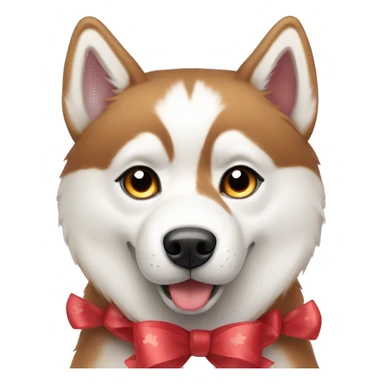 Red Siberian husky with bows sticker