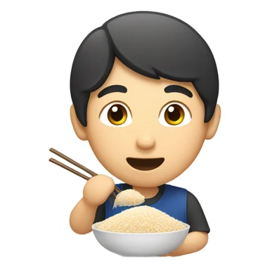 Asian eating rice sticker