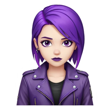 Mal from Descendants, purple hair, leather jacket, edgy style sticker