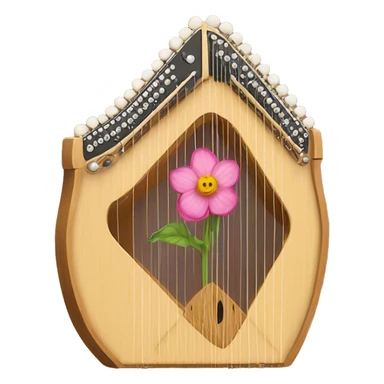 Autoharp instrument, standing up. Tan wood with a flower as the noise hole like the one trixie Mattel plays sticker