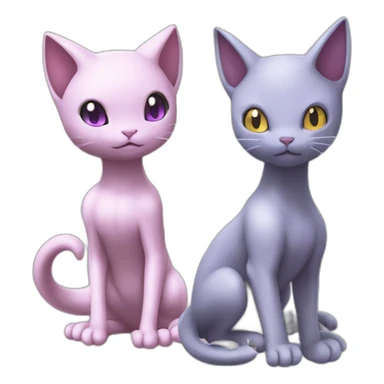 Mewtwo and mew pokemon sticker